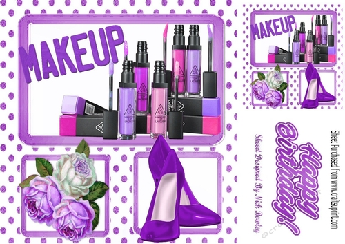 What every girl needs MAKEUP & accessories in purple polka dot 8x8