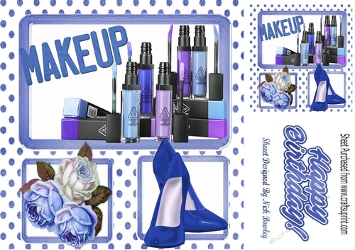 What every girl needs MAKEUP & accessories in blue polka dot 8x8