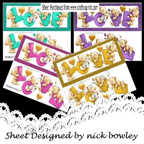 4 Lovely coloured love bear DL Cards Mini Kit (set 1)