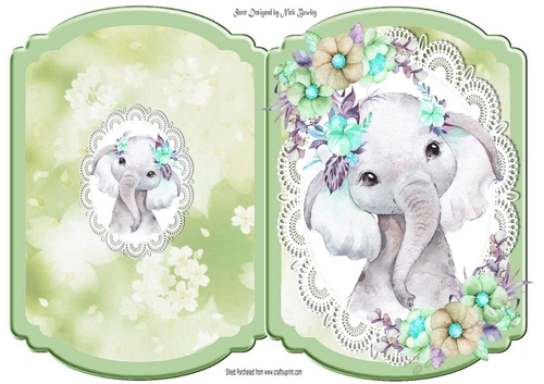 Cute ele in water colour on lace bracket card (4)