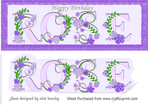 Pretty purple roses name with leaves of (ROSE) DL
