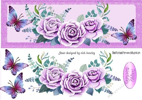 Beautiful lilac roses with butterflies DL
