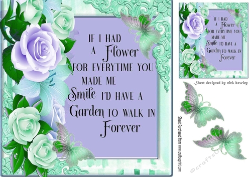 pretty corner butterflies with lilac summer roses in 8x8 ornate frame