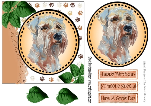 Lovely water colour westie with leaves 7x7