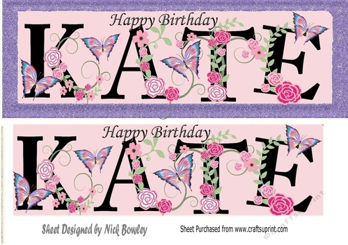  KATE Black flowers purple glitter frame DL