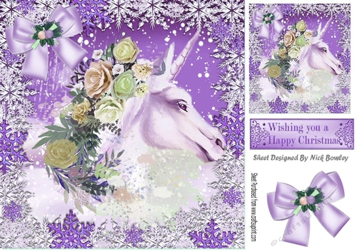 beautiful white unicorn with roses fantasy snow lilac 8x8