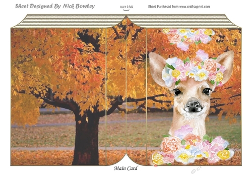 In the woodland pretty water colour deer with flowers folded book