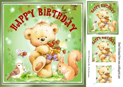 Cute little teddy with strawberries and squirrel pyramids 8x8