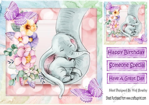 sweet dreams little one mum and baby elephant with flowers 8x8