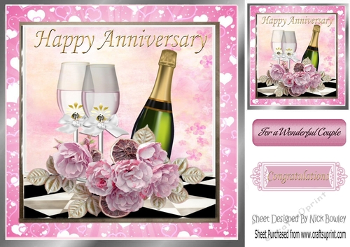 to the happy couple champagne & roses 8x8
