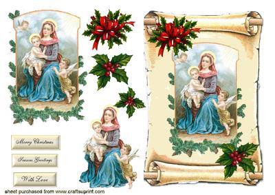 Mary and Baby Jesus on a Scroll