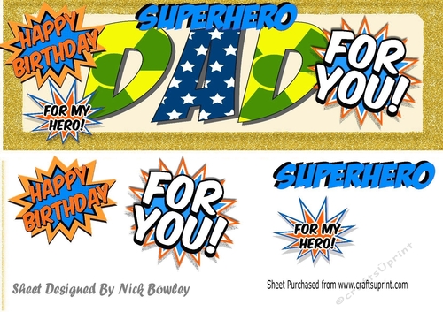 SUPER HERO DAD name DL with quotes (gold)