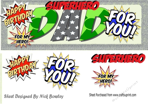 SUPER HERO DAD name DL with quotes (silver)