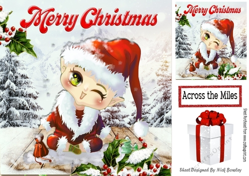 A Cheeky little santa elf in santa clothes 8x8