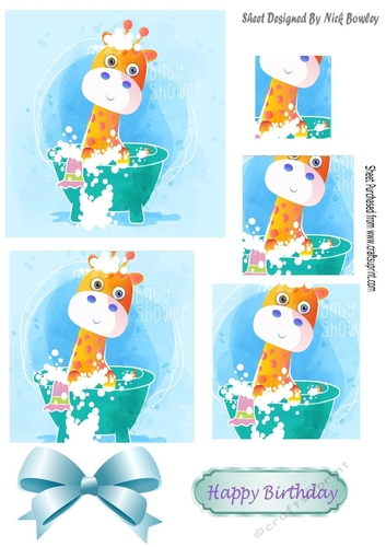 Cute Giraffe in water colour baby shower in the bath pyramids