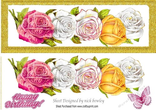 Pretty border of roses with butterfly DL (One)