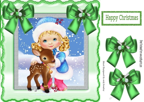 Cute little girl with deer and bows 8x8