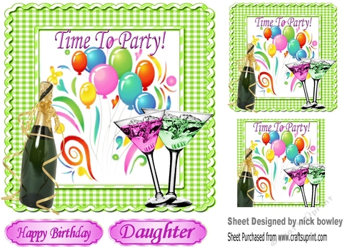 Time to party with cocktails with balloons 7x7