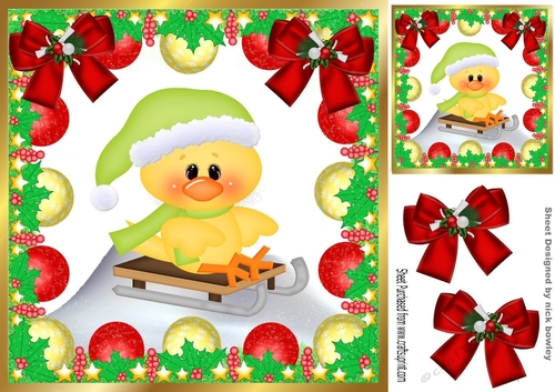 Cute little yellow chick in christmas baubles 8x8 frame (two)