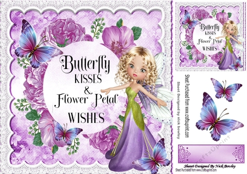 Butterflies and faerie in lilac rose frame 8x8