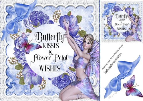 Butterflie and faerie in blue rose frame 8x8