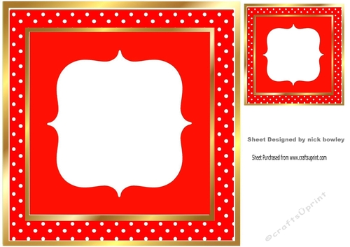 Lovely red polkadot card front with gold 8x8