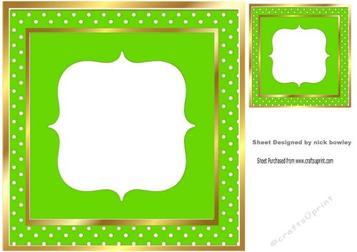 Lovely lime polkadot card front with gold 8x8