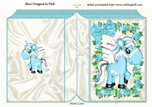 turq unicorn wih pretty flowers and bow folded book