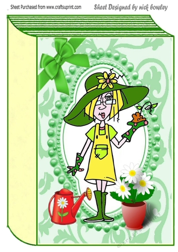 Oh i do enjoy a spot of gardening, gardening gal A4  Book card front
