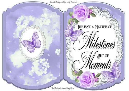 Pretty floral with purple butterflies bracket card with a sentiment 