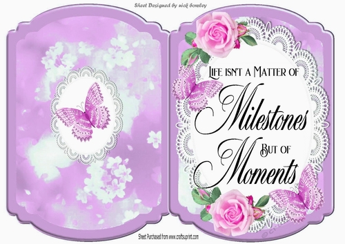 Pretty floral with lilac butterflies bracket card with a sentiment