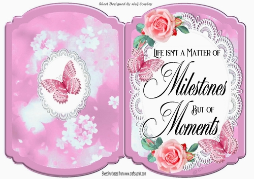 Pretty floral with pink butterflies bracket card with a sentiment