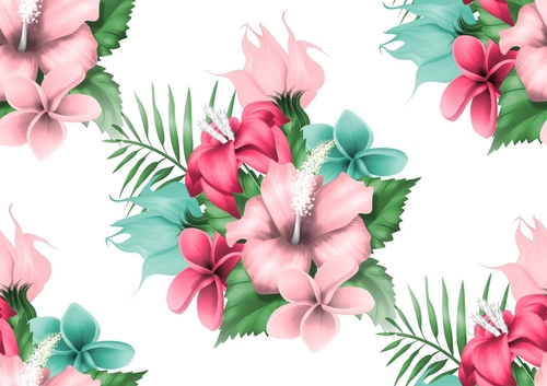Pretty Tropical Flowers Backing paper (BIG WHITE)