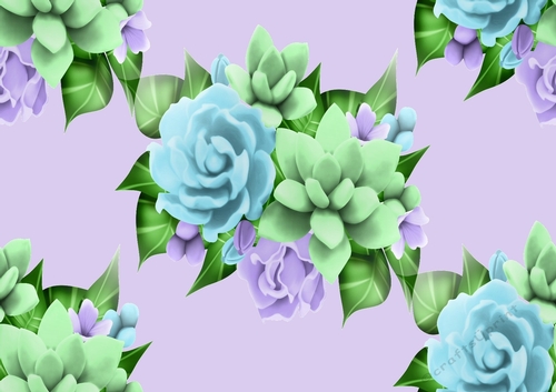 Pretty Tropical Flowers lilac/blue Backing paper (BIG LILAC)