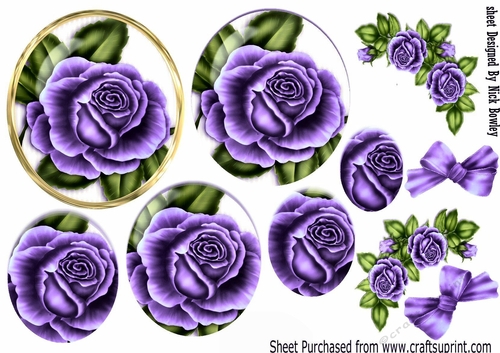 Pretty purple roses, with corner roses circle pyramids