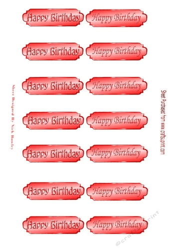 HAPPY BIRTHDAY tags in  two fonts in red