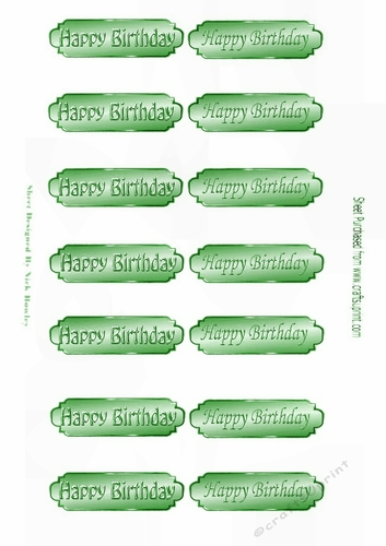 HAPPY BIRTHDAY tags in  two fonts in Green