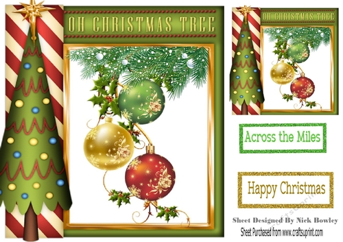 Christmas tree frame with baubles 8x8