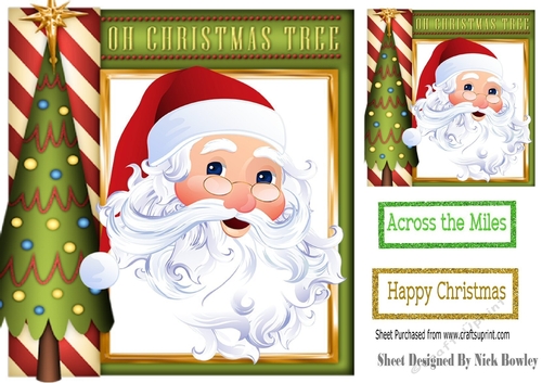 Christmas tree frame with santa 8x8