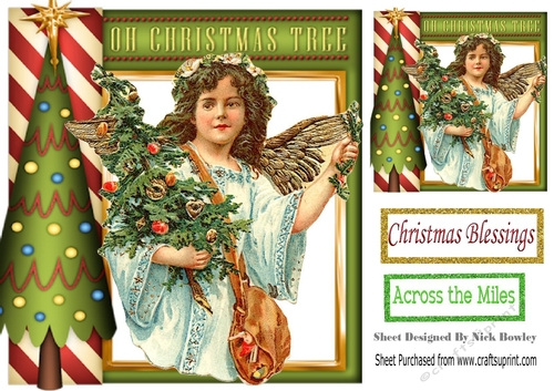 Christmas tree frame with Angel 8x8