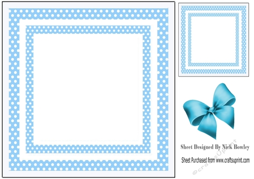  blue polkadot 8x8 frame card front/insert
