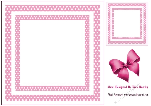 pink polkadot 8x8 frame card front/insert