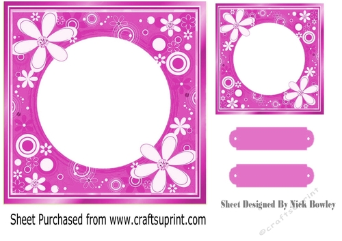 Pretty floral card front/insert 7x7 frame in cerise