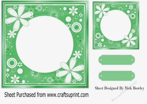 Pretty floral card front/insert 7x7 frame in green
