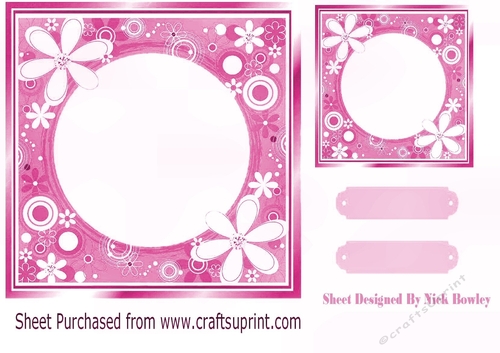 Pretty floral card front/insert 7x7 frame in pink