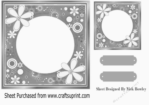 Pretty floral card front/insert 7x7 frame in silver