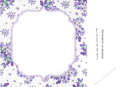 Pretty delicate flowers in purple card front/insert 8x8