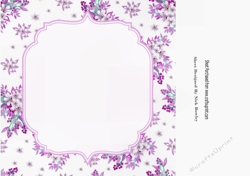 Pretty delicate flowers in lilac card front/insert 8x8