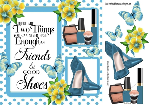 Can never have enough friends and shoes blue 8x8