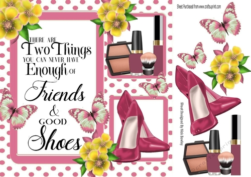 Can never have enough friends and shoes pink 8x8